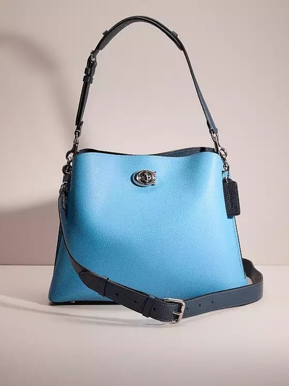 Coach Blue Colorblock Willow Shoulder Bucket Bag.